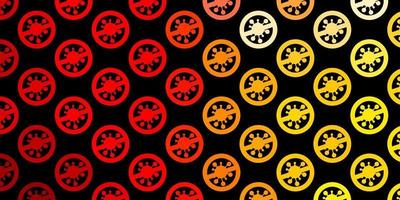 Dark Red, Yellow vector pattern with coronavirus elements.