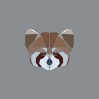 geometric red panda head vector