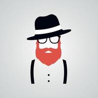 Hipster portrait isolated on white background. vector
