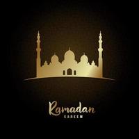 Islamic mosque and arabic pattern gold glow for Ramadan Kareem vector