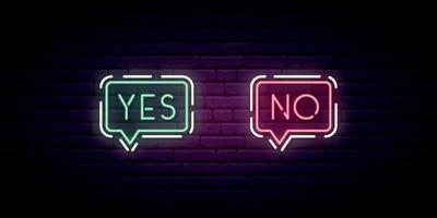 Yes No Neon sign set vector