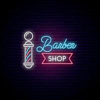 Barbershop neon sign vector