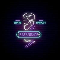 Barbershop neon sign vector