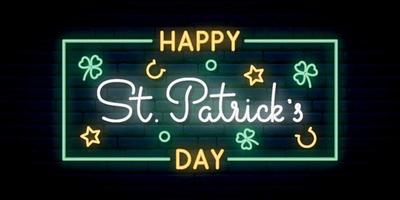 Happy Saint Patrick's Day neon sign vector