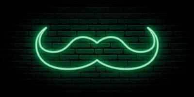 Green mustache neon sign. vector