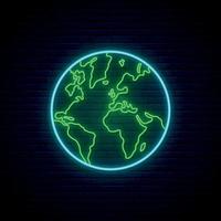 Planet Earth neon sign vector