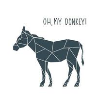 Geometric Donkey illustration with funny lettering. vector