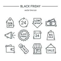 Black friday. Line icons set. Vector illustration.