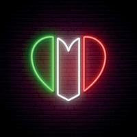 Neon Italy Flag in Heart Shape vector