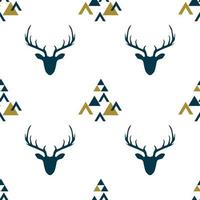 Seamless pattern with depicted silhouettes of Scandinavian deer. vector