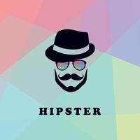 Man in a stylish hat with a mustache and colorful glasses vector