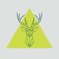 Vector low poly line art. Geometrical head reindeer illustration.