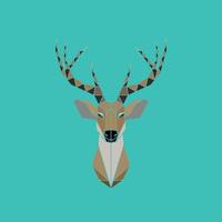 Deer head abstract isolated on a green backgrounds. Geometric style. vector