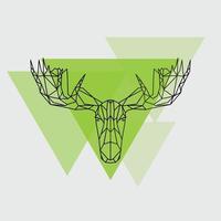 Moose head geometric lines silhouette isolated. vector