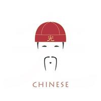 Chinese man avatar. National Red hat. Vector illustration.