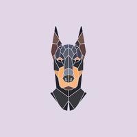 Doberman head. Vector polygonal background.