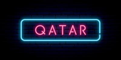 Qatar neon sign. Bright light signboard. vector