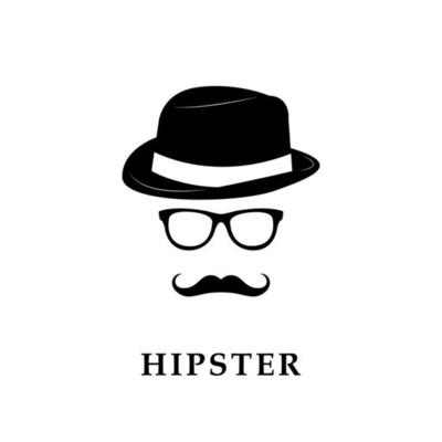Hipster portrait with accessories. Vector illustration.
