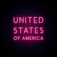 Bandera de neón de los Estados Unidos de América. letrero de luz brillante. vector