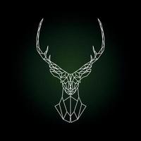 Geometric deer head on dark green background. vector