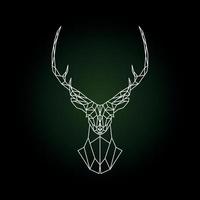 Geometric deer head on dark green background. vector