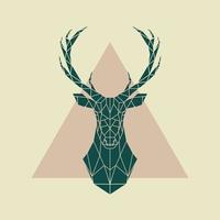 Deer green geometric sign. Vector illustration.