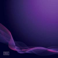 Abstract dark purple waves. Line violet wave lilac band isolated on black background. vector