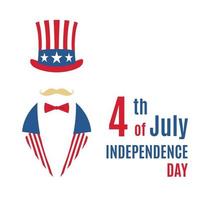 Greeting card with minimalist Uncle Sam portrait. Happy Independence Day USA. vector