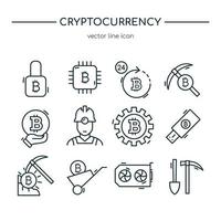 Cryptocurrency mining icon collection set vector