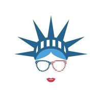 4th July Independence Day. Girl in symbolic hat Statue of liberty. vector