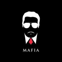 Italian Mafioso portrait. Man with mustache and sunglasses. vector