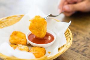 Crispy Fried Chicken Nuggets with Tomato Sauce photo