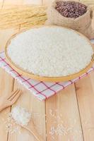 Thai jasmine white rice and riceberry rice photo