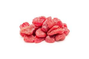 Dried strawberries isolated on white background photo