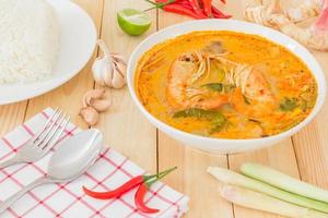 Tom yam kong soup, typical in Thailand photo