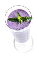 Top view of a blueberry milkshake photo