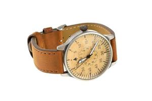 Analog wristwatch with leather strap photo