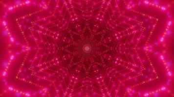 Ilustración 3d de caleidoscopio de formas y luz roja, rosa y blanca para fondo o papel tapiz foto