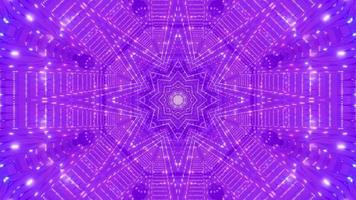 Ilustración 3d de caleidoscopio de formas y luz púrpura, azul y blanca para fondo o papel tapiz foto