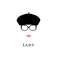 Lady in beret and glasses. Fashion illustration. vector