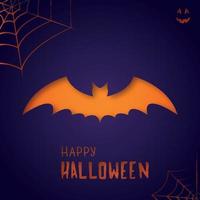 Bat on purple background. Happy Halloween. vector