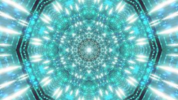Blue, teal, and white light and shapes kaleidoscope 3d illustration for background or wallpaper photo