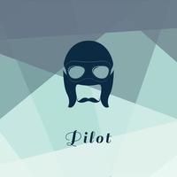 Vector illustration of retro male character. A head of pilot with mustache, eyepieces and helmet.