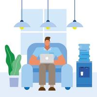 Flat design man working in the office vector