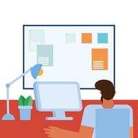 Flat design man working in the office vector