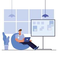 Flat design man working in the office vector