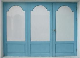 Blue wooden doors photo