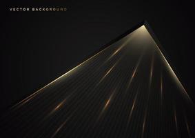 Abstract stripes golden lines diagonal overlap with light effect on black background. Luxury style. vector