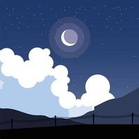 fence silhouette in front a night sky background vector