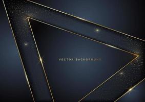 Abstract template luxury  triangle geometric overlap layer on dark background with glitter and golden lines with copy space for text. vector